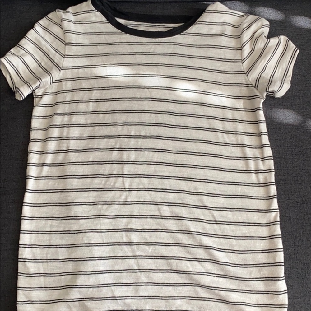 black and off white striped shirt